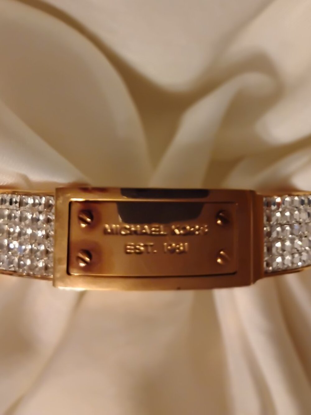 Michael Kors Pave Crystal Logo Hinged Bracelet